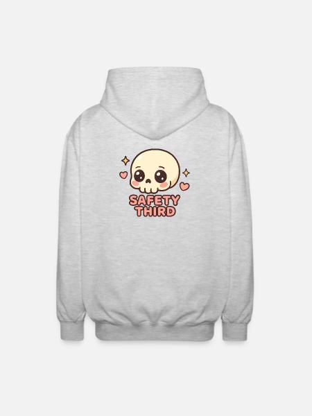 Safety Third Skull Funny Safety Third - Unisex Hooded Jacket - light heather grey