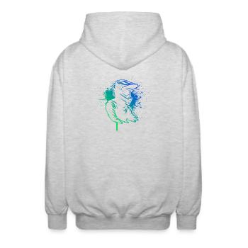 Compact motocross design for motocross - Unisex Hooded Jacket - light heather grey - Back - AI Model Male 185 light (185cm)