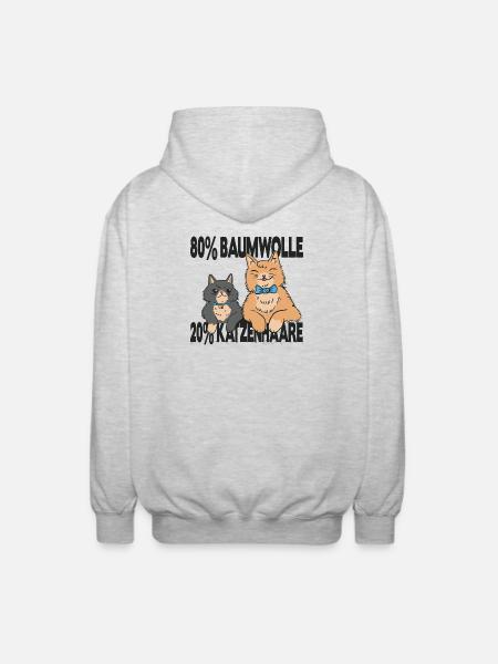 Katze Katzenhalter Katzen Spruch Geschenk - Unisex Kapuzenjacke - Hellgrau meliert