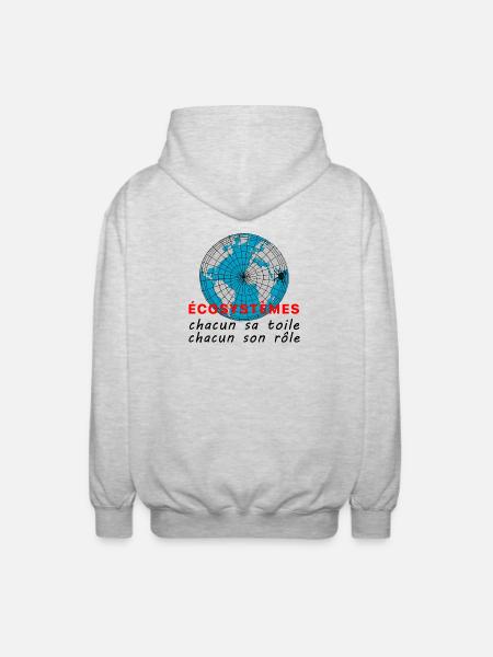 ecosystmes_chacun_sa_toile_chacun_son_role - Veste à capuche unisexe - gris clair chiné