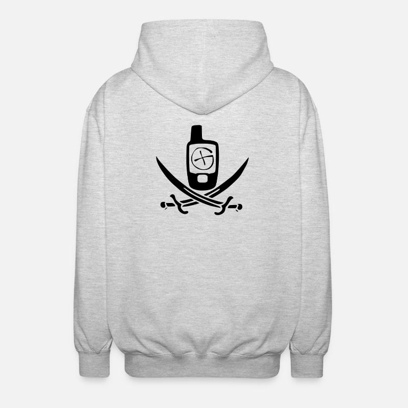 Drapeau pirate de géocaching - Veste à capuche unisexe - gris clair chiné