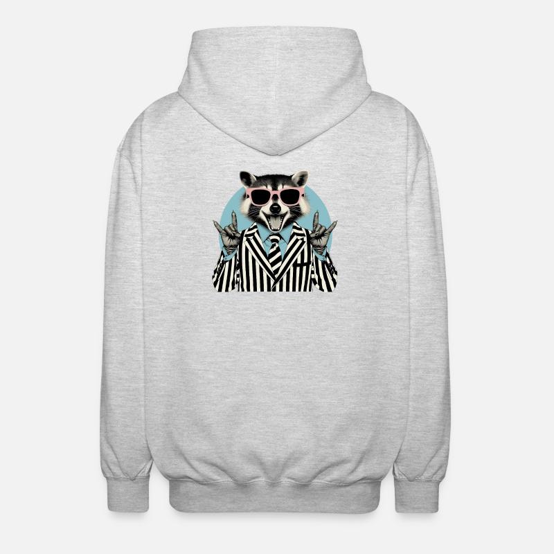 Raton laveur berçant en costume rayé - Veste à capuche unisexe - gris clair chiné