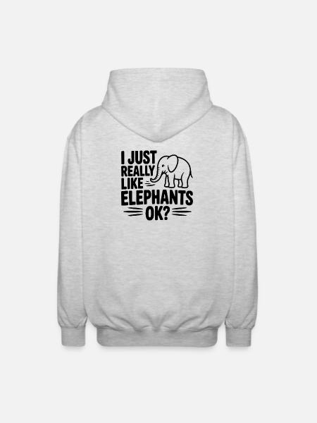 I Just Really Like Elephants Ok? - Unisex Hooded Jacket - light heather grey