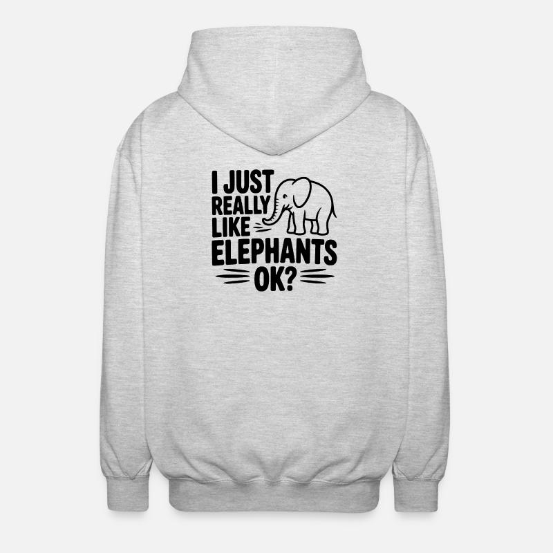 I Just Really Like Elephants Ok? - Unisex Hooded Jacket - light heather grey