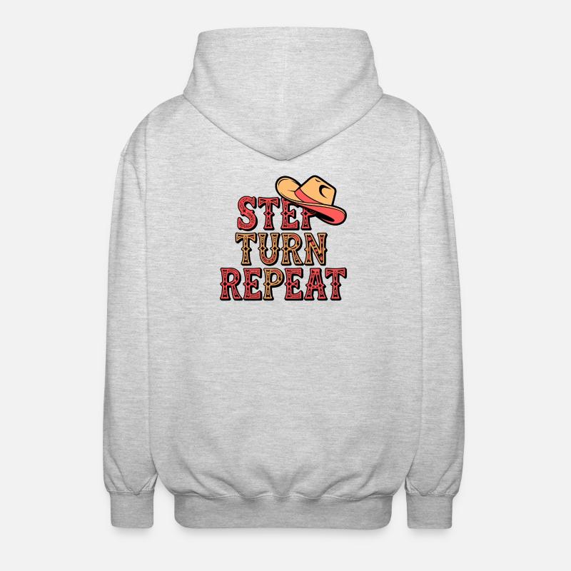 Line Dance Step Turn Repeat - Unisex Kapuzenjacke - Hellgrau meliert