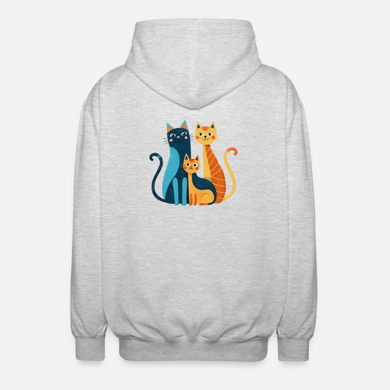 Bright Cat Trio: Modern Whimsy - Unisex Hooded Jacket - light heather grey