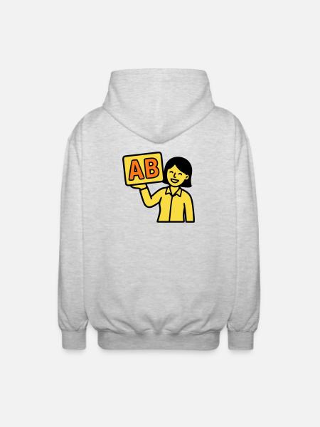 Teacher Elementary School ABC Vector - Unisex Hooded Jacket - light heather grey