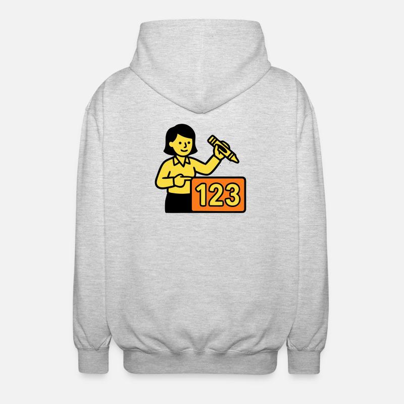 Teacher Math 123 School - Unisex Hooded Jacket - light heather grey