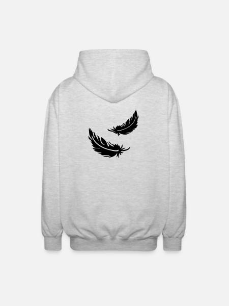Two flying feathers - Unisex Hooded Jacket - light heather grey