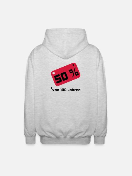 50% ... 100 years - Unisex Hooded Jacket - light heather grey