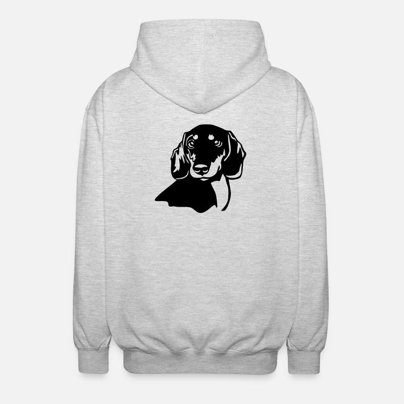 Tête de teckel - Veste à capuche unisexe - gris clair chiné