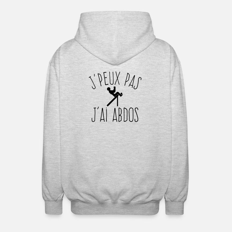 J'peux pas j'ai Abdos - Humour Musculation - Veste à capuche unisexe - gris clair chiné
