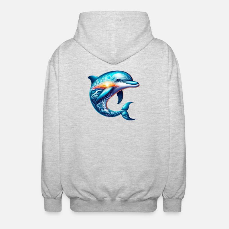 Delfin - Unisex Kapuzenjacke - Hellgrau meliert