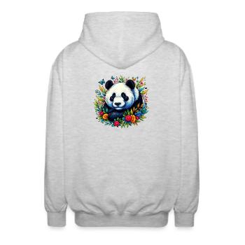 Panda - Unisex Kapuzenjacke - Hellgrau meliert - Hinten - AI Model Male 185 light (185cm)