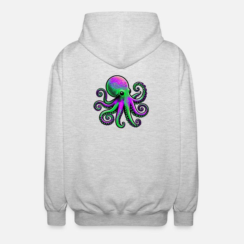 Krake - Unisex Kapuzenjacke - Hellgrau meliert
