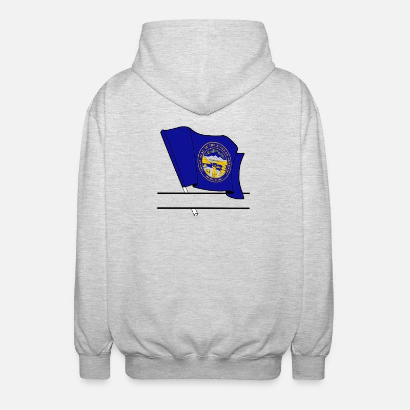 Drapeau Nebraska bannière de texte - Veste à capuche unisexe - gris clair chiné