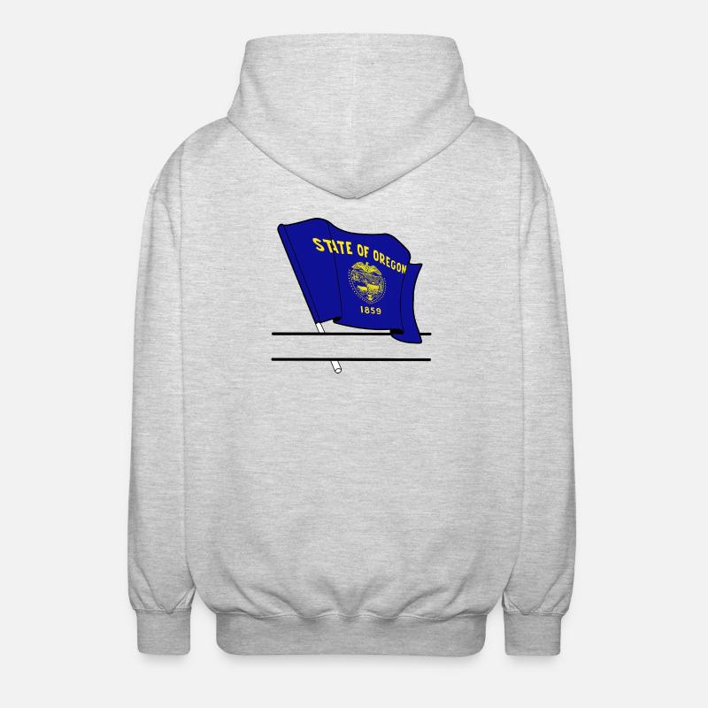 Drapeau Oregon texte bannière - Veste à capuche unisexe - gris clair chiné