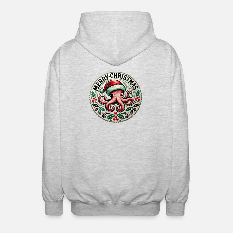 Conception du Père Noël Octopus - Veste à capuche unisexe - gris clair chiné