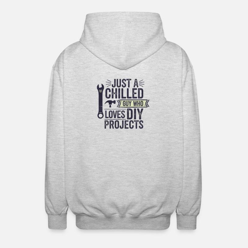 Chilliger Heimwerker-Typ, lustiger Spruch - Unisex Kapuzenjacke - Hellgrau meliert