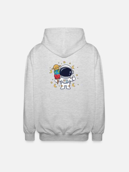 Astronaute, Oeuvre, Nourriture, Espace, Humour - Veste à capuche unisexe - gris clair chiné
