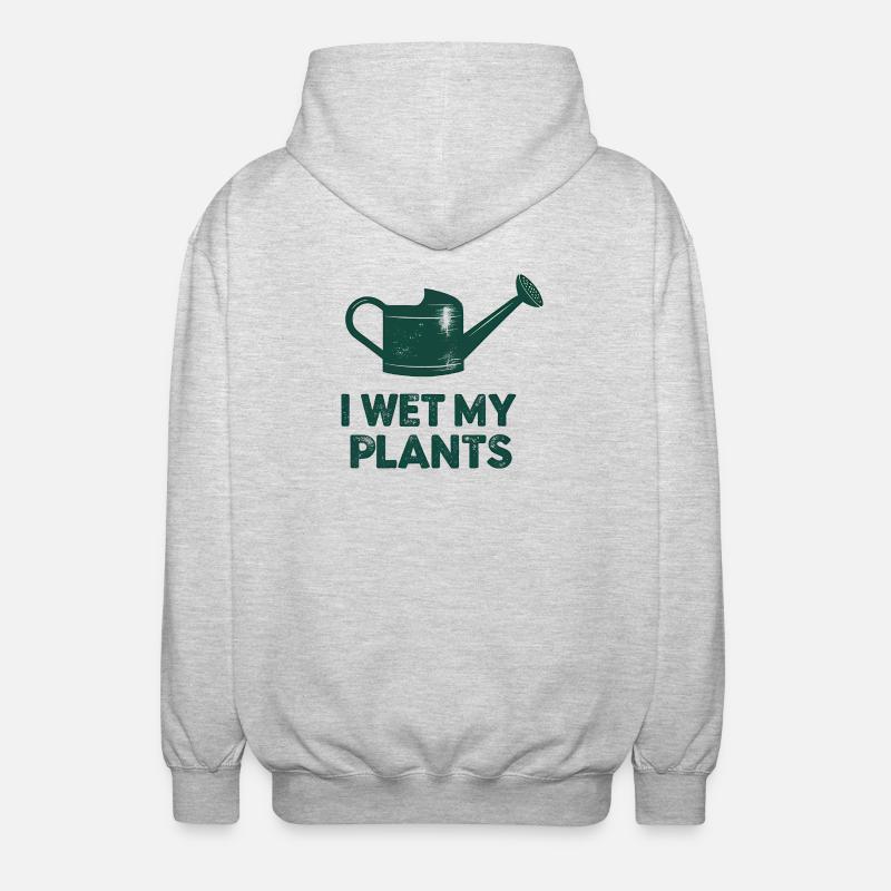 Wet My Plants Watering - Unisex Hooded Jacket - light heather grey