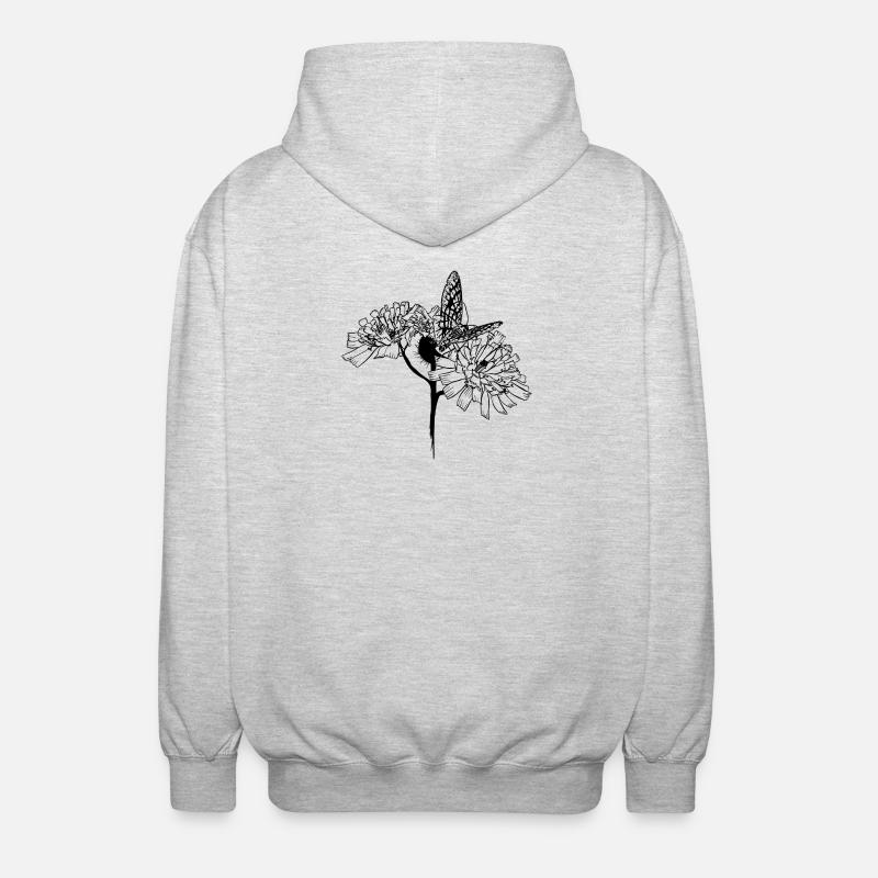 Papillon sur fleurs - Veste à capuche unisexe - gris clair chiné