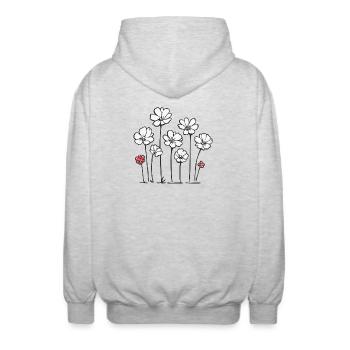 Zartes Wildblumen Muster - Unisex Kapuzenjacke - Hellgrau meliert - Hinten - AI Model Male 185 light (185cm)