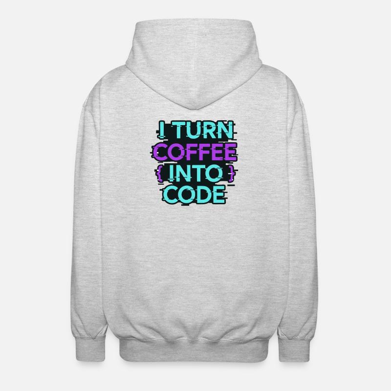 Ich verwandle Kaffee in Code - Unisex Kapuzenjacke - Hellgrau meliert