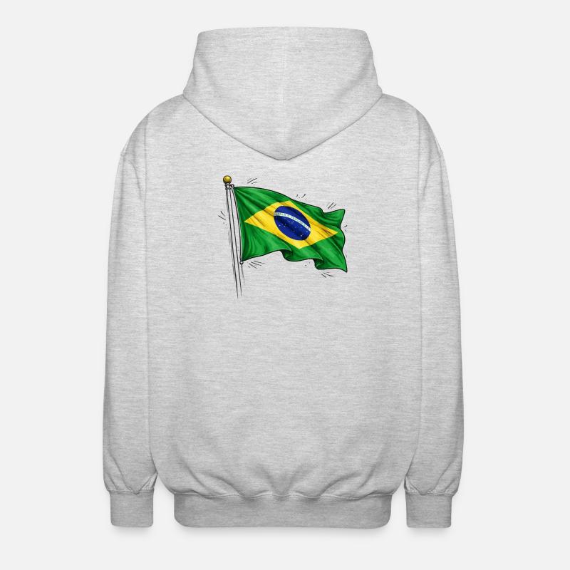 Drapeau du Brésil - Veste à capuche unisexe - gris clair chiné