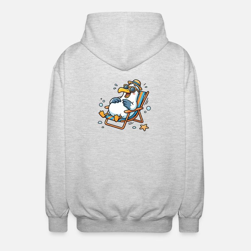 Relaxte Möwe am Strand - Unisex Kapuzenjacke - Hellgrau meliert