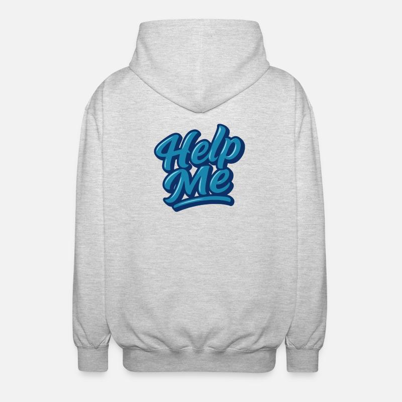 Help Me Blue Script Logo - Veste à capuche unisexe - gris clair chiné