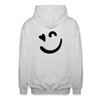 Beacon Logo – Neon Green - Unisex Hooded Jacket - light heather grey - Back - AI Model Male 185 light (185cm)