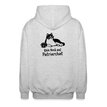 Kein Bock auf Patriarchat Katze Design - Unisex Kapuzenjacke - Hellgrau meliert - Hinten - AI Model Male 185 light (185cm)