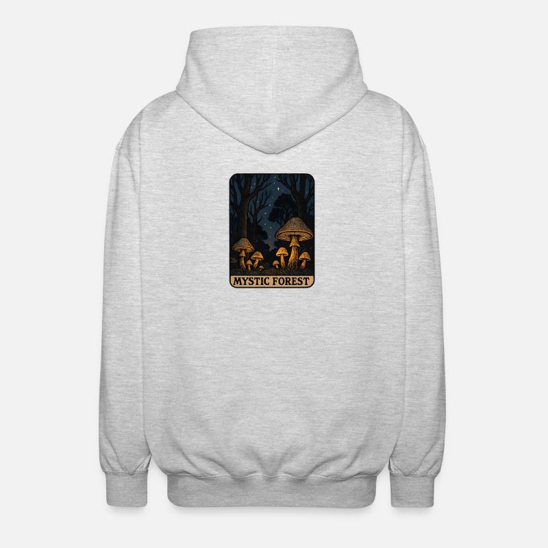 Forêt Mystique de Champignons Lumineux - Veste à capuche unisexe - gris clair chiné