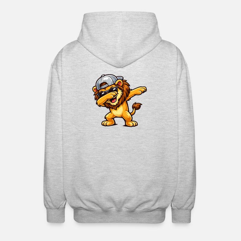 Lion en train de dabber - Veste à capuche unisexe - gris clair chiné