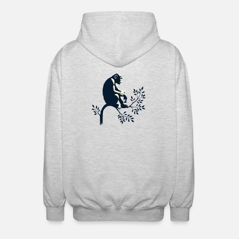 Schimpanse - Unisex Kapuzenjacke - Hellgrau meliert