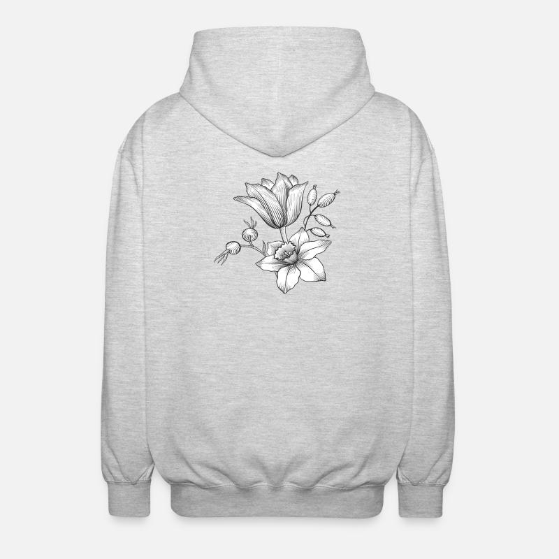 Blütenranke - Unisex Kapuzenjacke - Hellgrau meliert