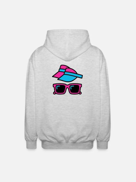 80s Sun Visor Glasses Set - Unisex Hooded Jacket - light heather grey