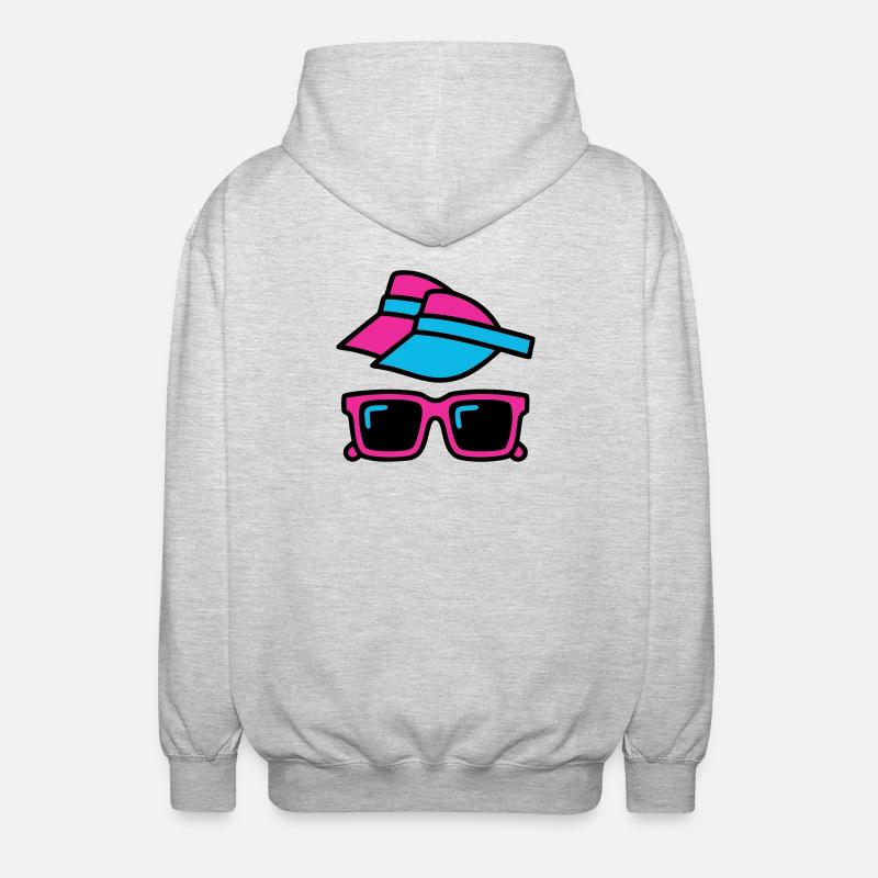80er Sonnenblende Brille Set - Unisex Kapuzenjacke - Hellgrau meliert