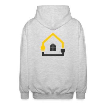 Elektriker Haus Steckdose Smart Home - Unisex Kapuzenjacke - Hellgrau meliert - Hinten - AI Model Male 185 light (185cm)