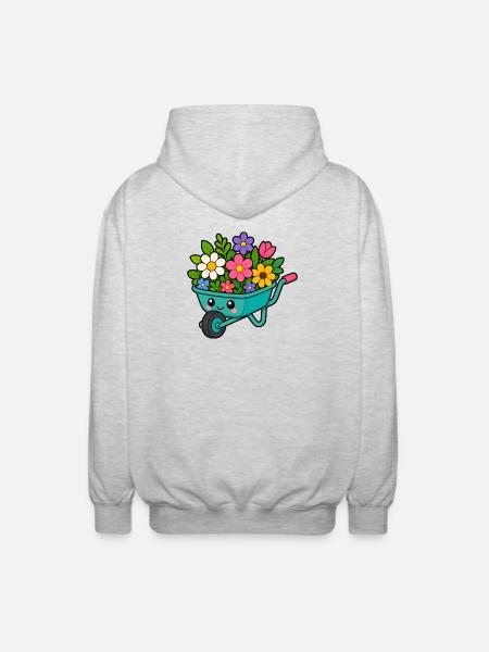Spring float full of blossoms - Unisex Hooded Jacket - light heather grey