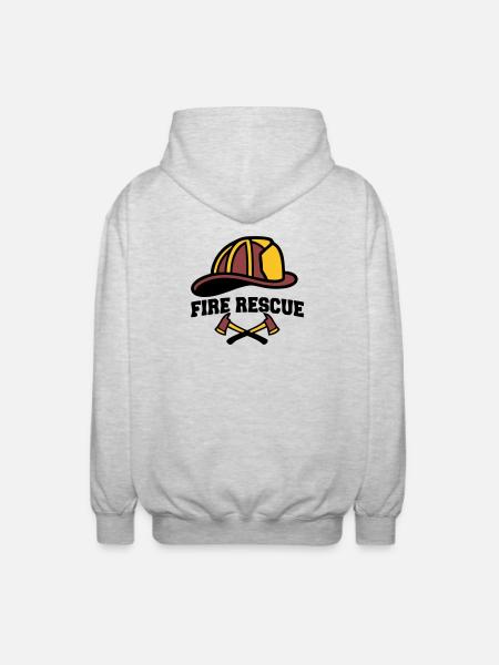Feuerwehrhelm Wappen Logo - Unisex Kapuzenjacke - Hellgrau meliert