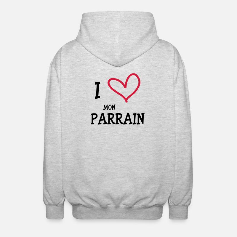 I Love Mon Parrain - Unisex Hooded Jacket - light heather grey