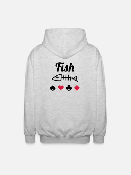 Poker : Fish - Unisex Hooded Jacket - light heather grey