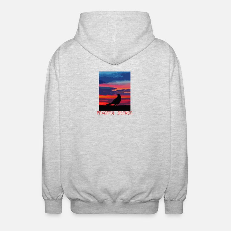 Vogel am Abendhimmel Frieden - Unisex Kapuzenjacke - Hellgrau meliert