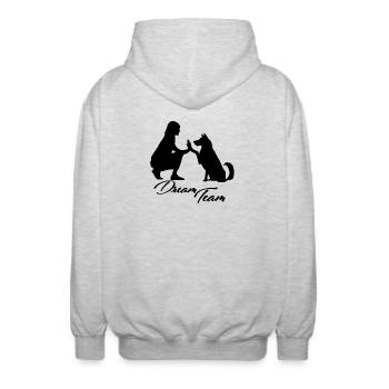 Dream Team Hund - Unisex Kapuzenjacke - Hellgrau meliert - Hinten - AI Model Male 185 light (185cm)
