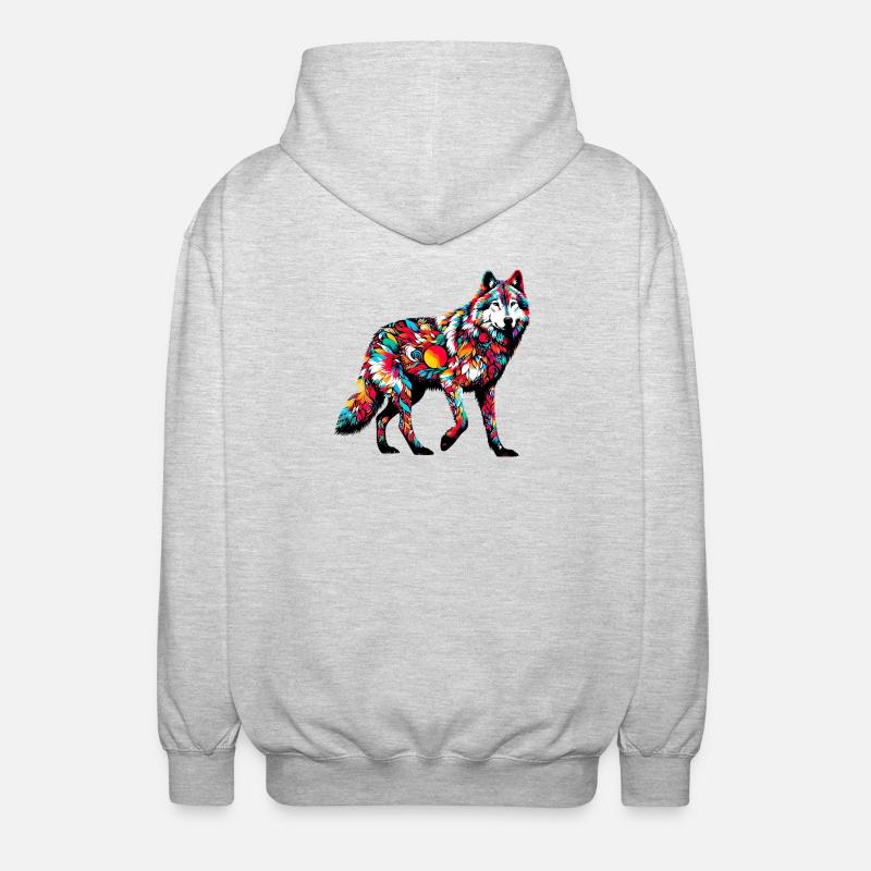 Wolf - Unisex Hooded Jacket - light heather grey