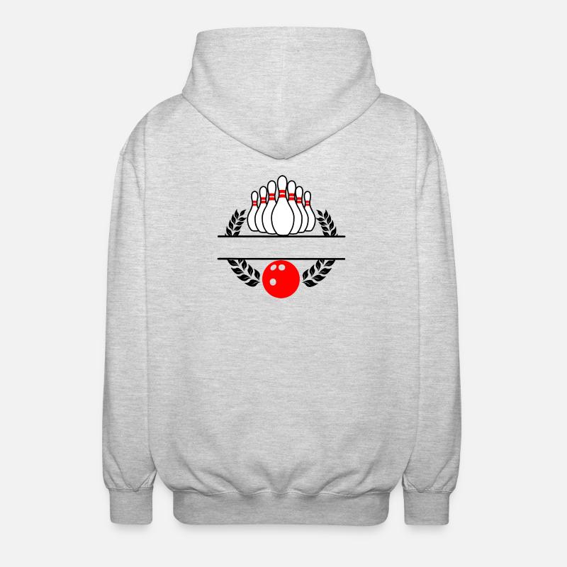 Bowling Lorbeerkranz Rotes Bowling - Unisex Kapuzenjacke - Hellgrau meliert
