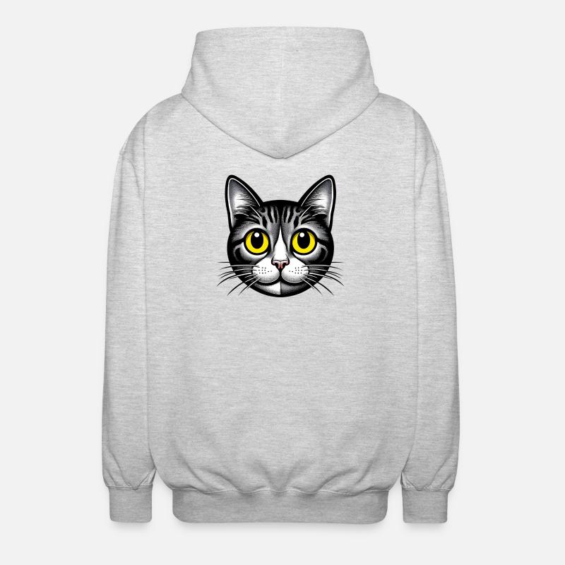 Katze - Unisex Kapuzenjacke - Hellgrau meliert