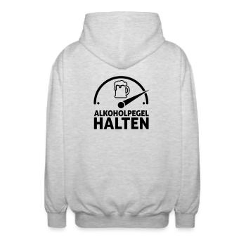 Alkoholpegel halten - Unisex Kapuzenjacke - Hellgrau meliert - Hinten - AI Model Male 185 light (185cm)